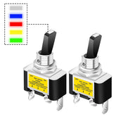 30A Heavy Duty Toggle Rocker Switch 12V DC ON Off with LED Light Car Truck Auto Refit 12mm 0.5 Inch Mounting Hole (Blue Red Green Yellow White) - Blue-